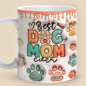 Meilleur chien maman papa jamais - Chien et chat personnalisé personnalisé effet gonflé 3D imprimé tasse - Cadeau de Noël pour les propriétaires d’animaux de compagnie, les amoureux des animaux de compagnie