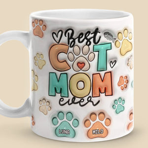 Cat Mom Eat Drink And Be Merry - Chien et chat personnalisé personnalisé effet gonflé 3D imprimé tasse - cadeau de Noël pour les propriétaires d'animaux de compagnie, les amoureux des animaux de compagnie